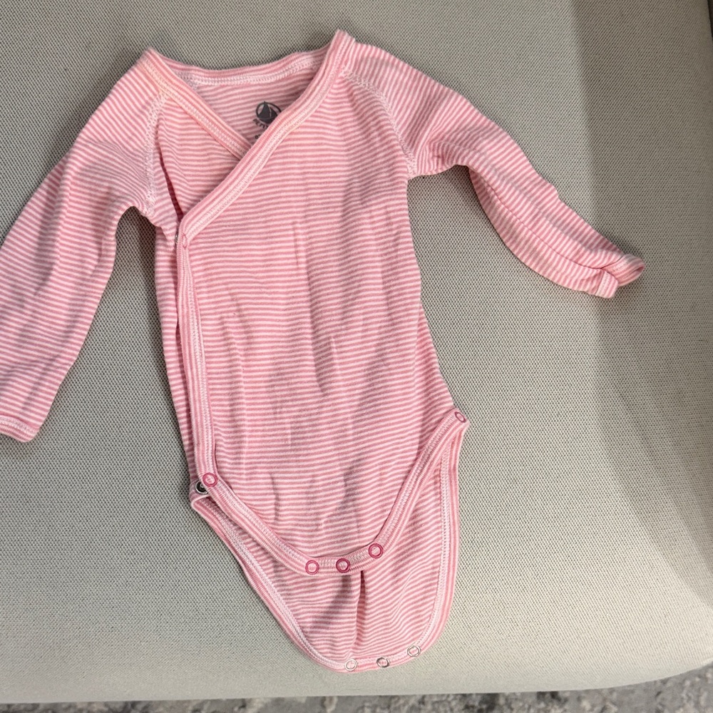 Petit Bateau Pink Striped Kids One Piece
